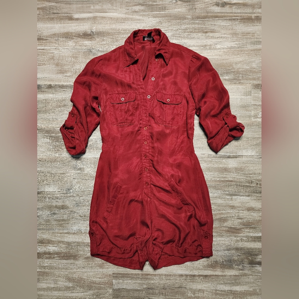 Bebe Rich Red Collared Top